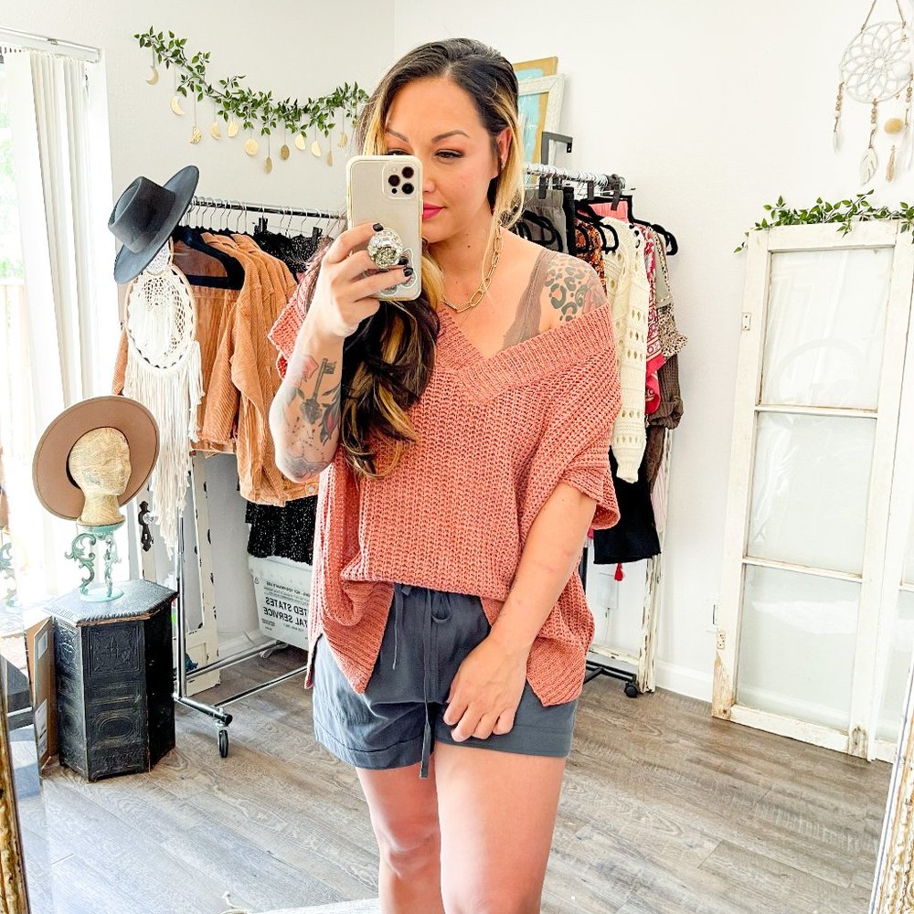 GINGER Vneck Short Sleeve Sweater Vest - Picture 3 of 5